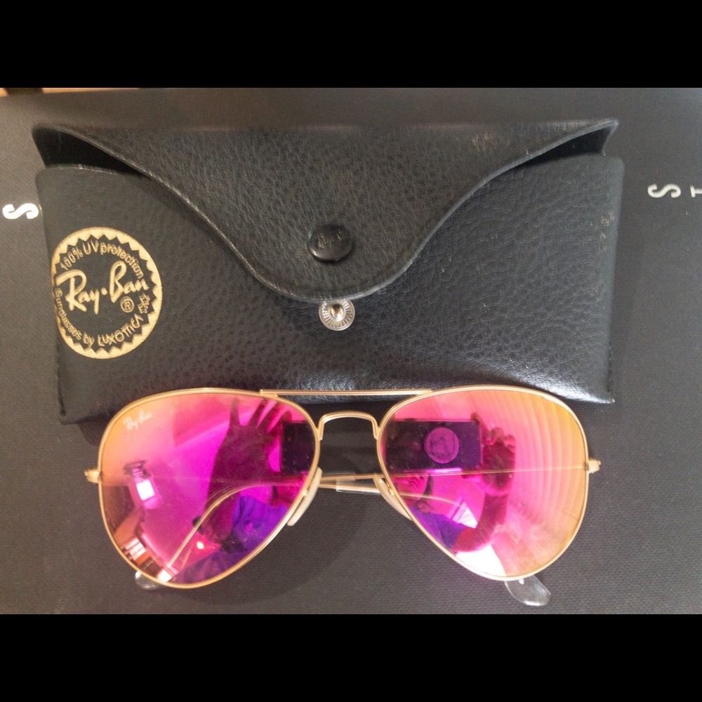 Ray ban aviators- pink flash mirror lens